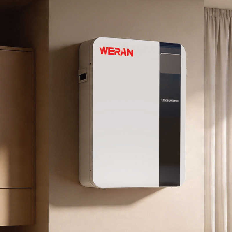WERAN 51,2 V 100 Ah 5,12 kWh Naścienny akumulator LiFePO4 do mieszkaniowego magazynowania energii słonecznej